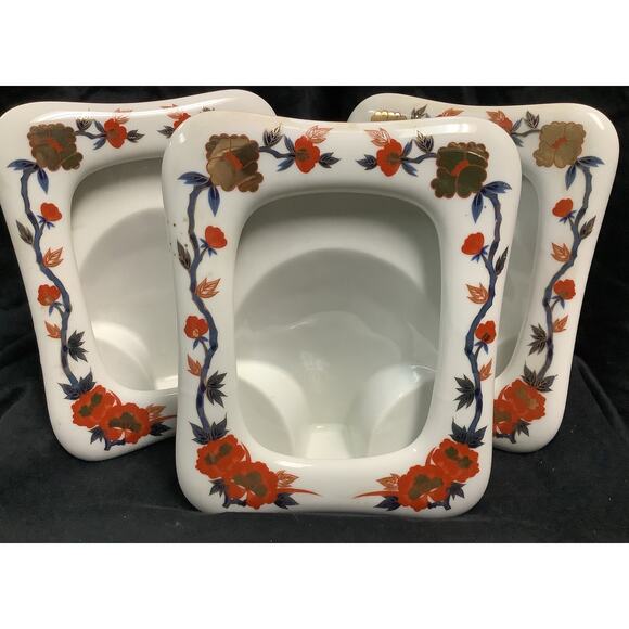 Gold Imari Small Porcelain Photo Frame, Orange/Blue/Gold Tone Florals - Picture 1 of 6